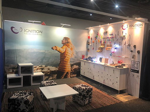 A banner-wall displaying a lifestyle image of a woman for the igntion brand
