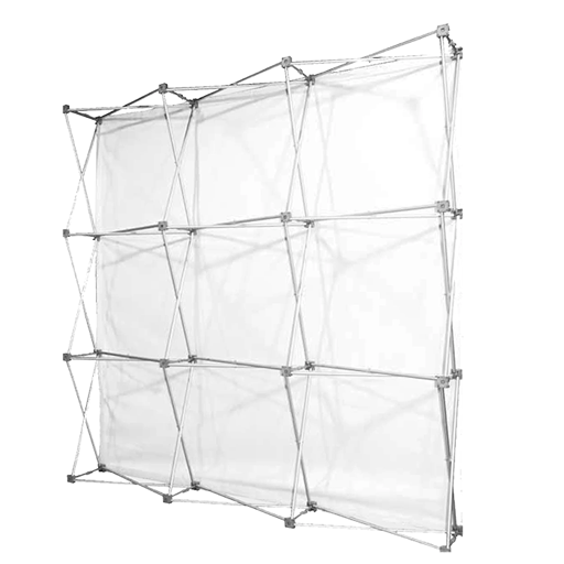 The back of a banner wall showing the aluminium support mechanism, printed by Brand Monster