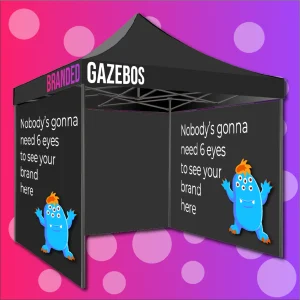 A branded gazebo with 3 walls printed by Brand Monster