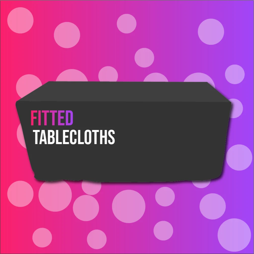 A fitted tablecloth on a trestle table. Produced by Brand Monster