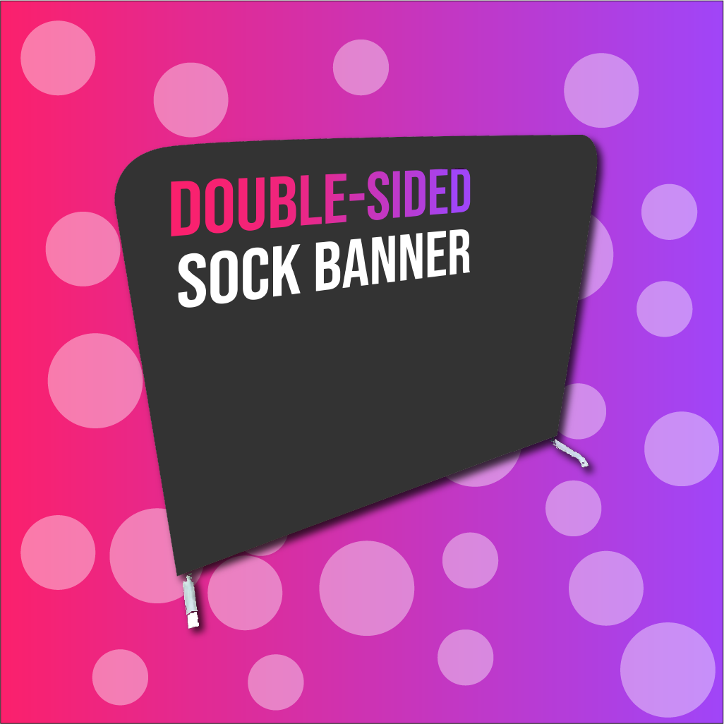 A fabric sock banner placed on an aluminium frame printed by Brand Monster.