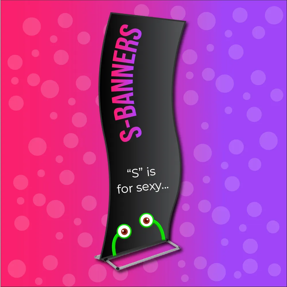 An S-shaped sock banner produced by Brand Monster